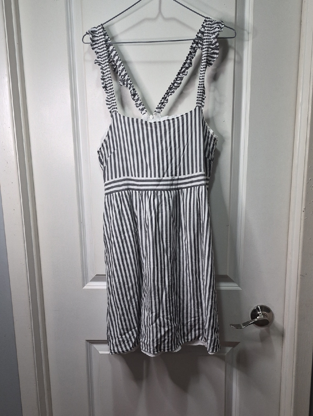 Madewell Black & White Striped Sundress with Ruffle Straps